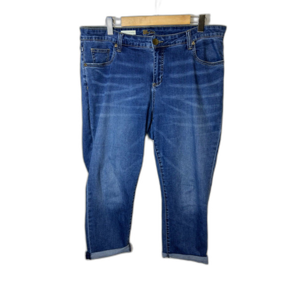 Kut From The Kloth Blue Medium Wash High-Rise Crop Skinny Boyfriend Jeans Sz 18W - Picture 3 of 14